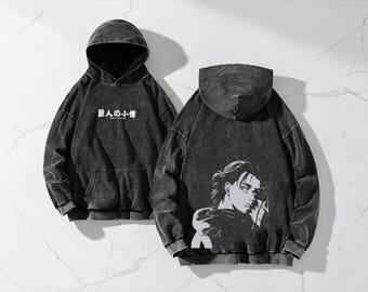Attack on Titan Hoodie - Acid Wash Anime Streetwear