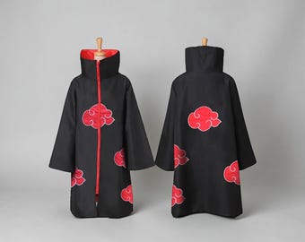 Akatsuki Cloak Cosplay Set – Red Cloud Ninja Robe with Headband (Halloween Costume)