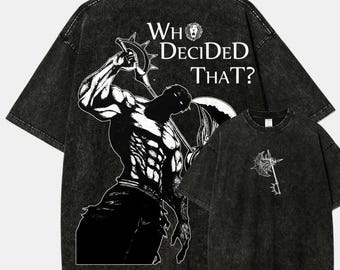 Anime Warrior Graphic T-Shirt: Vintage Washed Y2K Streetwear Cotton Tee