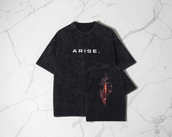 Dark Fantasy Necromancer Vintage Washed T-Shirt - Shadow Warrior Graphic Tee - Edgy Oversized Anime Streetwear