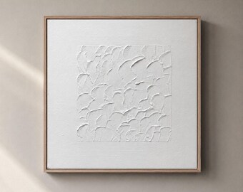 White Textured Relief Painting, Minimalist Wall Art, Organic Modern Decor, Handmade Abstract Artwork, Neutral Sculptural Panel
