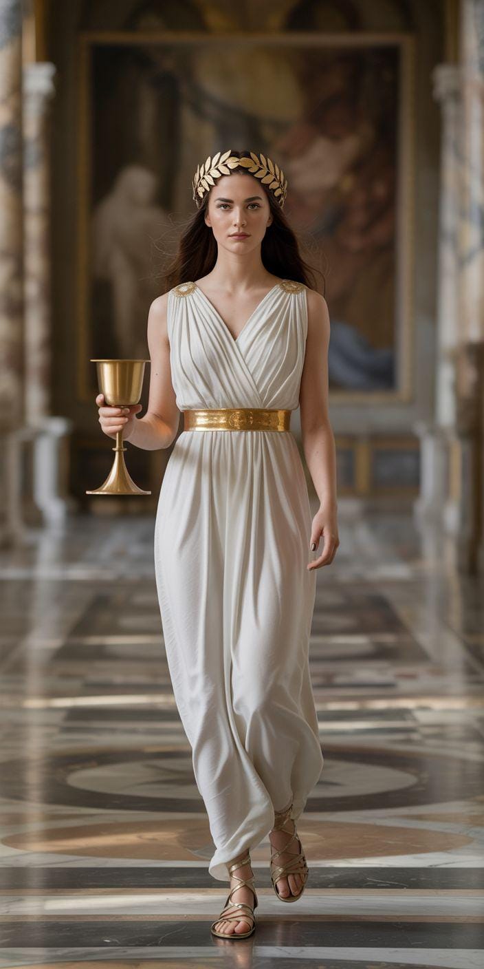 White and Gold Grecian Style Dress - Etsy