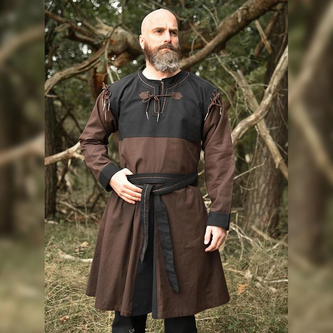 Bent Medieval Viking Tunic – Cotton LARP Costume With Removable Sleeves ...