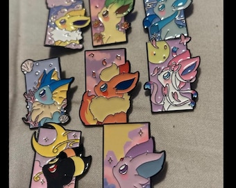 Eevee Eeveelution Enamel Pins, Anime Lapel Pin Collection, Bag Hat Accessory cute gift for Pokemon fans clothings bags purses accessories