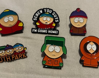 South Park Style Pins Bundle – Funny Cartoon Enamel Pins Collectible Set for clothing purses bags funny tote bags accessories