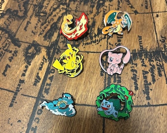Pokémon Enamel Pin Lot - Pikachu, Charizard, Mew, Squirtle, Bulbasaur & Charmander Pins - Anime Collectible Pin Set - Pokémon Gift