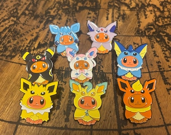 Joli ensemble d'épingles en émail Eeveelution - épingles à costumes Kawaii Eevee Evolution - Umbreon Sylveon Vaporeon Jolteon Flareon Espeon - cadeau pour les fans de Pokémon