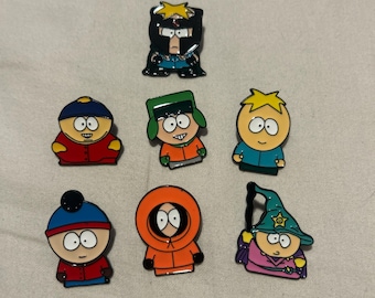 South Park Style Pins Bundle – Funny Cartoon Enamel Pins Collectible Set for clothing purses bags funny tote bags accessories