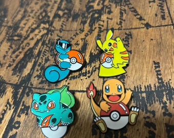 Pokemon Starter Enamel Pins, Anime Lapel Pin Collection, Bag Hat Accessory cute gift for Pokemon fans clothings bags purses accessories