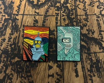 Futurama Pins - Bender Cute Set of 2 Lapel Enamel Pins - Gift - Cartoon anime for clothing bags purses shirts backpacks totes