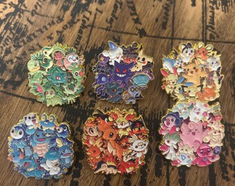 Épingles Pokemon en émail feuille fantôme eau feu foudre fée épingles Pokemon dessin animé mignon épinglette Gamer cadeau sac épingles