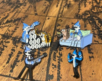 Regular Show Pins Bundle – Funny Cartoon Enamel Pins Collectible Set for clothing purses bags funny tote bags accessories