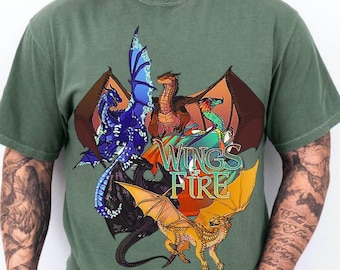 Vingar av eldens drake-tröja, fantasydrake-t-shirt, bokälskare-gåva, drottning av Pyrrhia-t-shirt, fantasykonst-tröja, unisex vintage-tröja