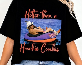Hetare än en Hoochie Coochie-skjorta, rolig lantlig grafisk t-shirt, vintage western humor-t-shirt, cowboy-estetik unisex streetwear-gåva