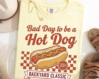 Varmkorvskjorta, dålig dag att vara en varmkorvskjorta, vintagematgrafik-t-shirt, sommarmatlagningspresent, unisex-t-shirt, 4 juli-t-shirt, Memorial Day-t-shirt