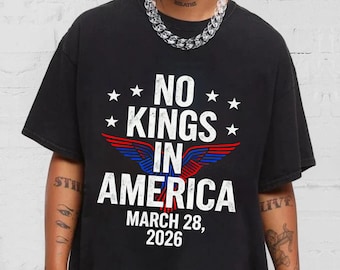 Komfortfärg Inga kungar i Amerika 28 mars 2026 T-shirt, patriotisk protest-t-shirt, USA-frihetströja, amerikansk pride-t-shirt, självständighetsdagen-present