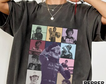 Kimi Antonelli Collage-tröja, F1-racinggrafik-tröja, Formel 1-förarmontage-tröja, motorsportfan-gåva, vintage-tröja i streetwear-stil