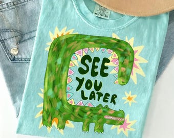 See You Later Alligator T-shirt, schattig krokodilshirt, Summer Comfort Colors®-shirt, zomerstrandshirt grafisch T-shirt, cadeau voor dierenliefhebbers