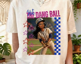 Baseboll-T-shirt med softbollmotiv, nöjeströja för tjejer, nöjeströja med dockansikte, söt basebollspelare, matchdagströja, unisexgåva