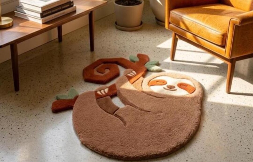 Handmade Sloth Shaped Rug, Unique Gift for Sloth Lover, Boho Nursery ...