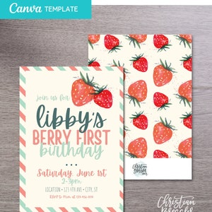 Customizable Berry First Birthday Invitation | Canva Template