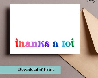 Retro Rainbow Thank You Card PRINTABLE | Digital Card Instant Download