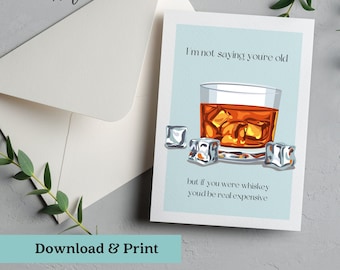 Whiskey Birthday Card PRINTABLE | Digital Greeting Card for Birthday Instant Download