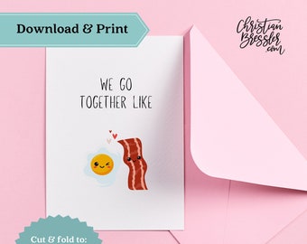 We go together like Pun Valentines Card PRINTABLE | Digital Greeting Card for Valentine's Day Instant Download