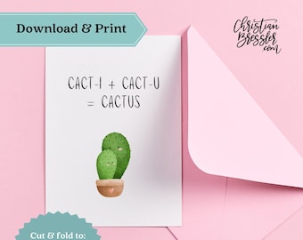 Cacti + Cactu = Cactus Valentines Card PRINTABLE | Pun Digital Greeting Card for Valentine's Day Instant Download