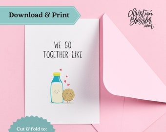 We go together like Pun Valentines Card PRINTABLE | Digital Greeting Card for Valentine's Day Instant Download