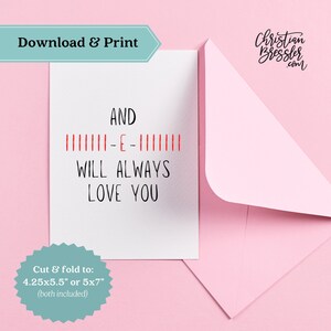 I will always love you Valentines Karte PRINTABLE | Digitale Grußkarte zum Valentinstag Instant Download