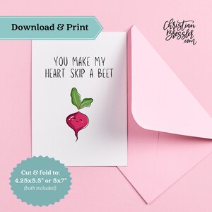Sla een Beet Pun Valentines Card PRINTABLE | over Digitale wenskaart voor Valentijnsdag Instant Download