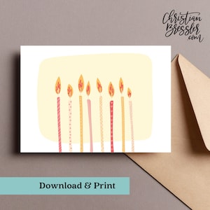 Geburtstagskerzen Karte PRINTABLE | Digitale Geburtstagskarte Instant Download