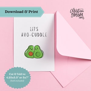 Avo-kuschelige Valentinstagskarte PRINTABLE | Digitale Grußkarte zum Valentinstag Instant Download