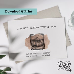 Whiskey Birthday Card PRINTABLE | Digital Greeting Card for Birthday Instant Download