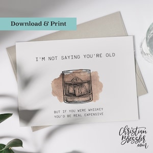 Whiskey Birthday Card PRINTABLE | Digital Greeting Card for Birthday Instant Download