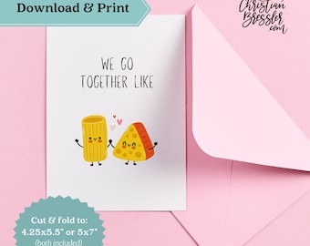 We go together like Pun Valentines Card PRINTABLE | Digital Greeting Card for Valentine's Day Instant Download