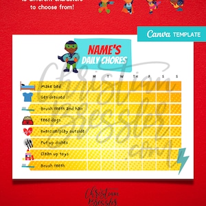Grafico dei compiti dei supereroi MODIFICABILE, Attività quotidiane dei bambini, Routine quotidiana, Lista di controllo scolastica, Mattina serale, Lavori estivi