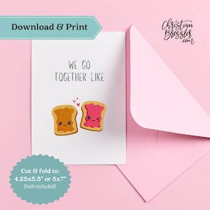 We go together like Pun Valentines Karte PRINTABLE | Digitale Grußkarte zum Valentinstag Instant Download