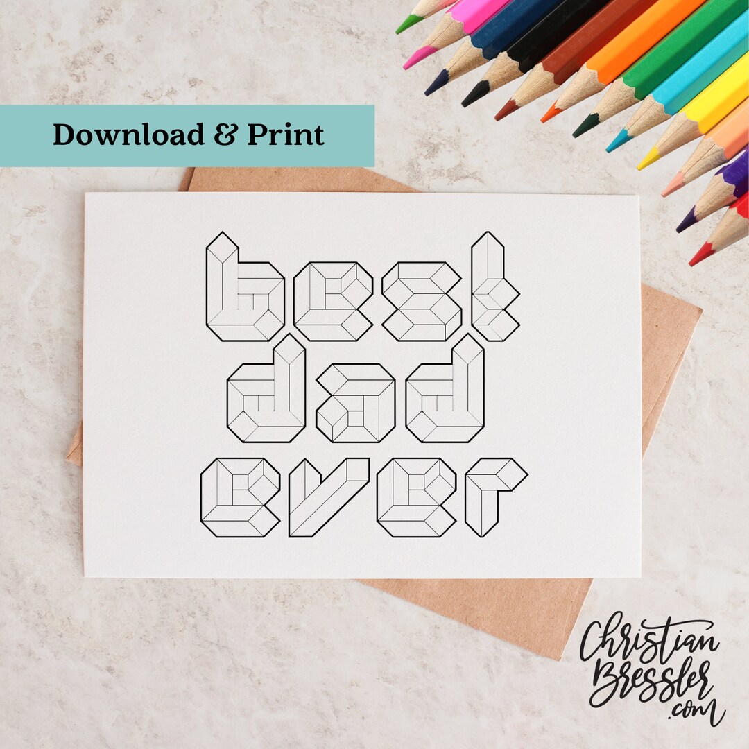 Father's Day Coloring Page Card PRINTABLE | Digital Card for Dad Instant Download - Etsy