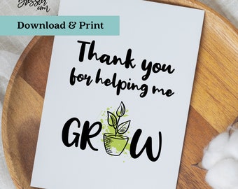 Teacher Appreciation card PRINTABLE | Digital Thank You Card for Teacher Instant Download