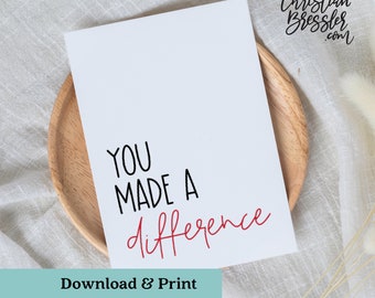 Teacher Appreciation card PRINTABLE | Digital Thank You Card for Teacher Coworker Friend Instant Download