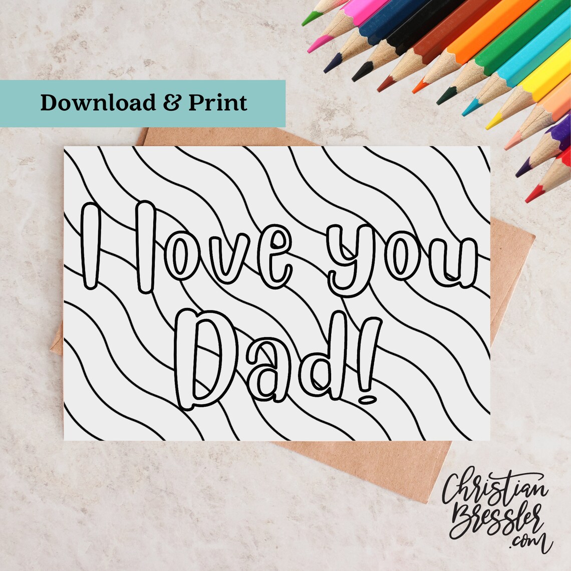 Father's Day Coloring Page Card PRINTABLE | Digital Card for Dad Instant Download - Etsy