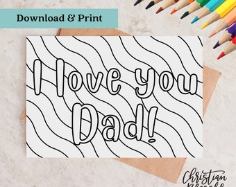 Carta da colorare per la festa del papà STAMPABILE / Carta digitale per papà Download istantaneo