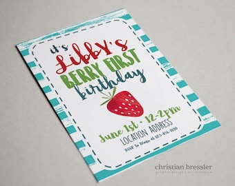 Personalized PRINTABLE Berry First Birthday Invitation (B)