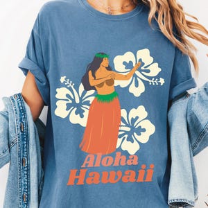 Hawaii T-shirt, Hula Dancer T-Shirt, Island Vibe Shirt, Beachwear, Luau Party Shirt, Hawaiian Shirt, Hula Girl T-Shirt, Aloha T-Shirt