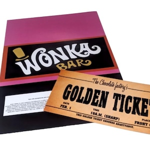 ウォンカチョコレートバーのラッピングペーパー1枚 + ゴールデンチケット 誕生日 クリスマス イースターギフト