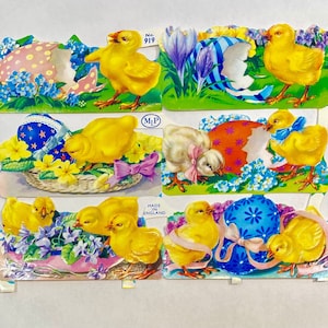 Vintage Bunny Rabbits with Easter Eggs – Die Cut Scrap Sheet by MLP No. 919 - Made in England - NOS - Perfect for Crafts & Scrapbooking