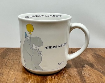 Vintage Boynton Mug, Hippos Eat, Drink, and Be Merry For Tomorrow We Diet, 1980's Sandra Boynton