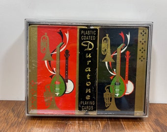 Cartes à jouer plastifiées Duratone Mid-Century, instruments de musique à deux étages